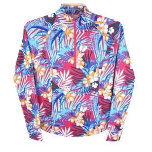 Tommy Bahama Golf Tennis Textured Long‎ Sleeve Floral 1/4 Zip Pullover Women's M